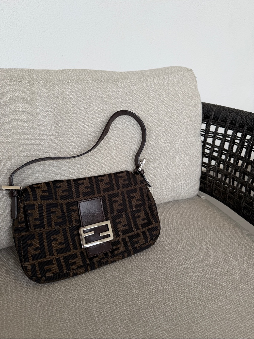 Fendi Baguette in Brown Zucca Canvas Shoulder Bag